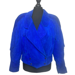 Phoenix USA Blue Fringed Suede Leather Jacket
