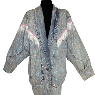 1980s Abstract Fringed Denim Jacket