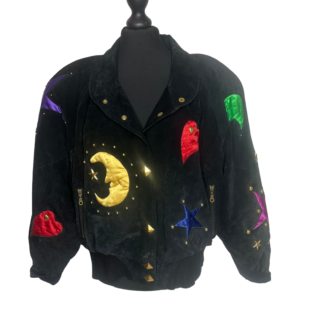 Dino'z True Vintage 1980's Moon Star Suede Leather Bomber Jacket
