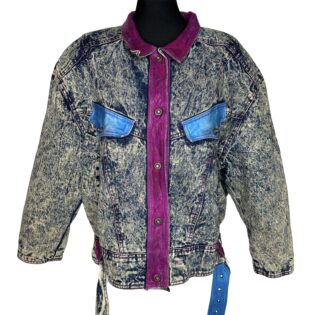 Winlit Acid Wash Denim & Leather 1980s Jacket
