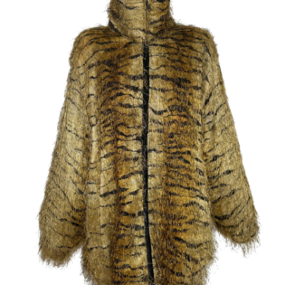 Black Gold Tiger Print Fringed Vintage Jacket