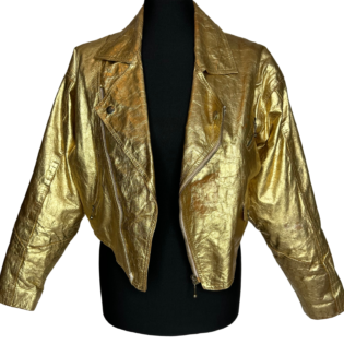 1980s Gold Vintage Cropped Leather Jacket