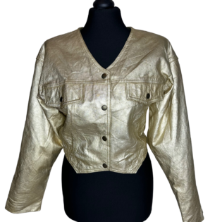 Gold Vintage Cropped Leather Jacket