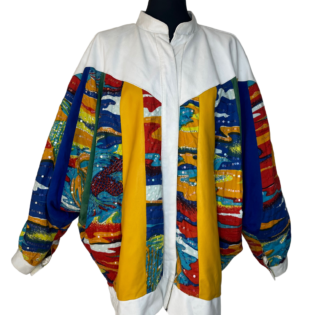 Judith Ann Creations Leather Sequin Patchwork Vintage Jacket