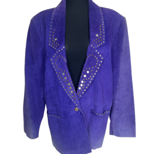 1980s Atlantic Beach Purple Suede Leather Jacket with Studded Design