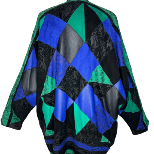 Blue & Green Vintage Patchwork Leather Jacket