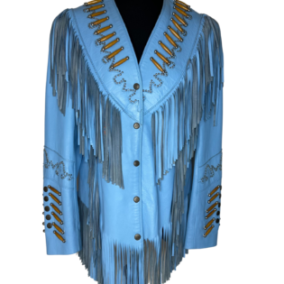 Blue Western Fringed Vintage Jacket
