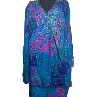 Judith Ann Creations Silk Beaded Ocean Scene Dress