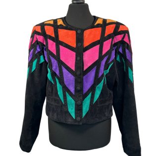Dino'z Colour Block Patchwork Suede Leather Jacket