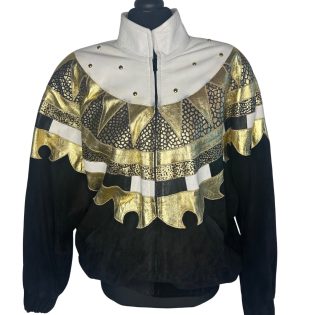 Rosenthal Gold Black & White Vintage Leather Jacket
