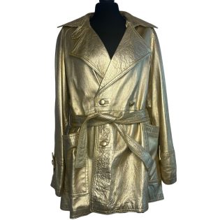 Gold Vintage Leather Short Mac Jacket