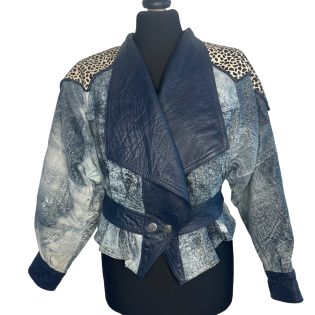Emmanuel Diez Patchwork Leather and Faux Fur Vintage Jacket