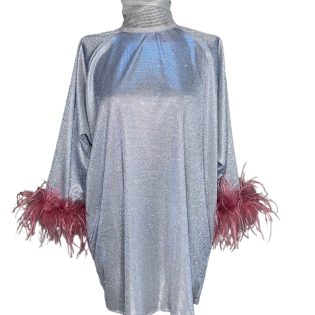 Lurex Disco Mini Dress - Silver | Pink