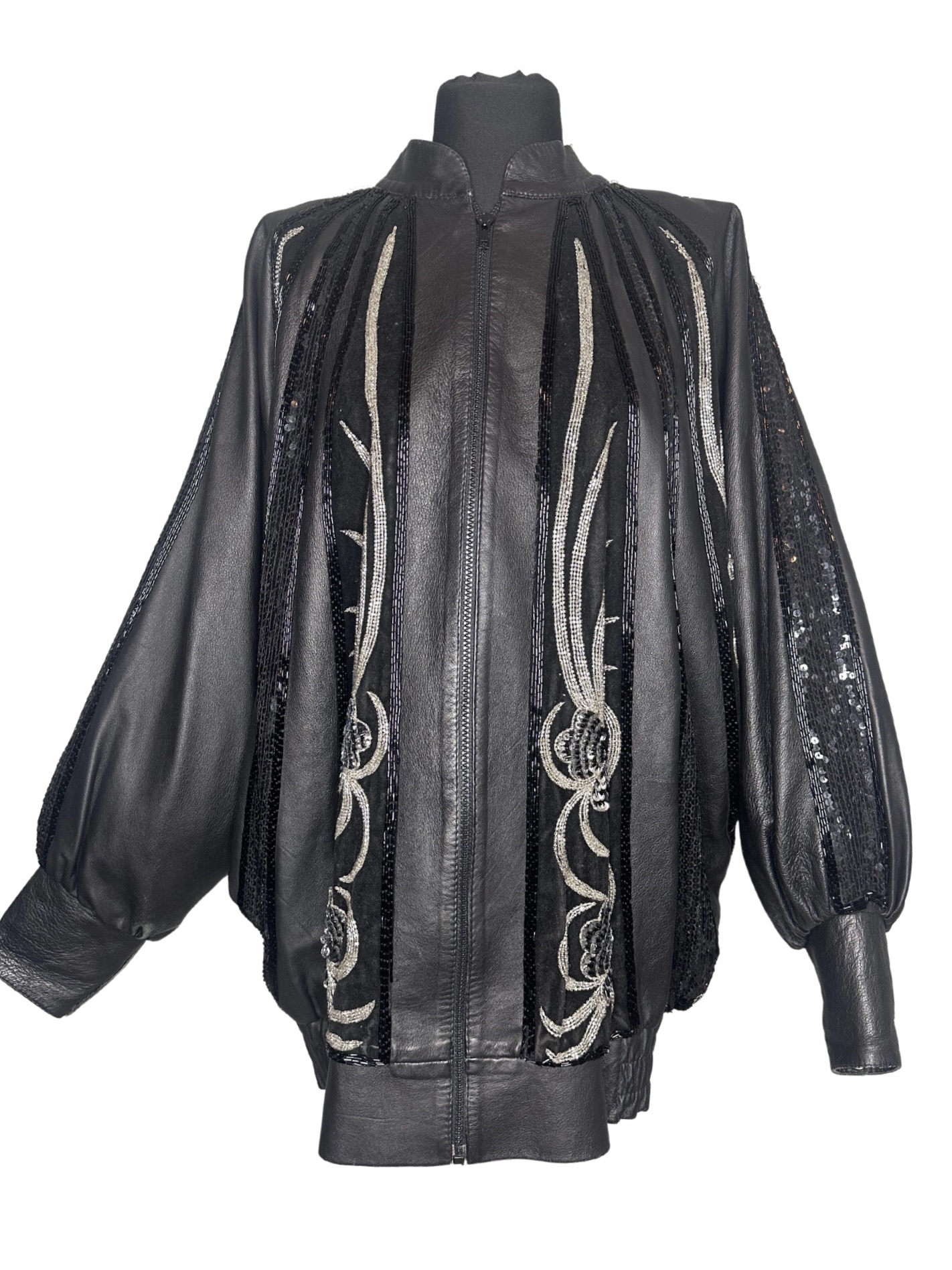 Judith Ann Creations Sequin Vintage Leather Jacket