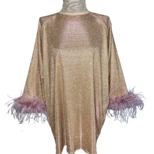 Lurex Disco Mini Dress - Gold | Pink