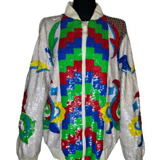 Sequin Vintage Trophy Bomber
