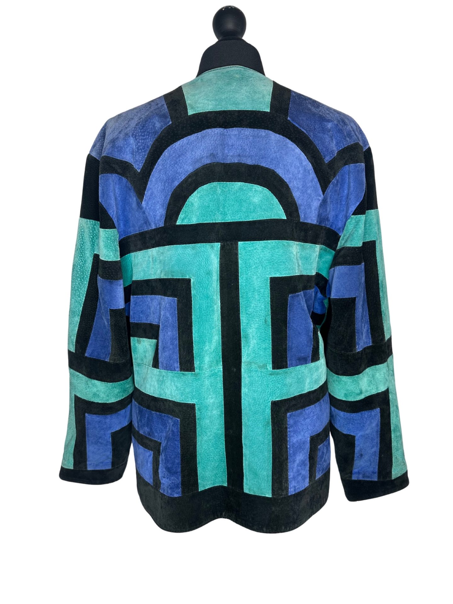 Vintage Colourful Colour Block Patchwork Suede Leather Jacket - Image 2