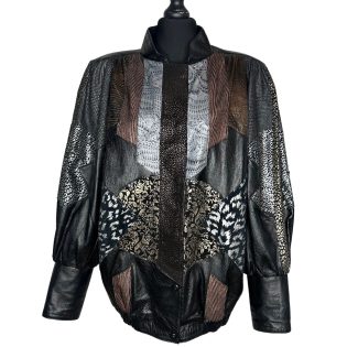 Vintage 1980s Metallic Patchwork Leather Jacket