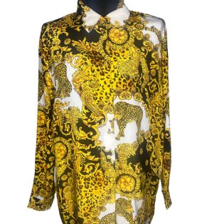Italian Vintage Leopard Print Baroque Shirt