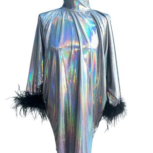 Metallic Liquid Disco Dress - Rainbow Silver