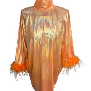 Metallic Liquid Disco Dress - Tangy Orange