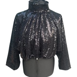 Sequin Sports Luxe Style Crop - Black Sequin