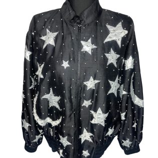 J A Resort 100% Silk Moon Star Bomber
