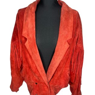 Winlit Red Suede Leather Fringed Jacket