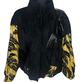 Jutta Covian Black & Gold Suede Leather Jacket