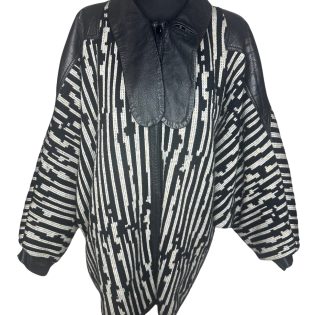 Monochrome Patchwork Leather CardiCoat