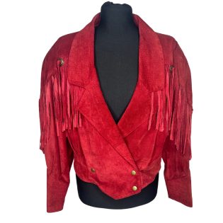 Learsi Red Suede Fringed Leather Jacket