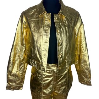 Gold Leather Co Ord Suit