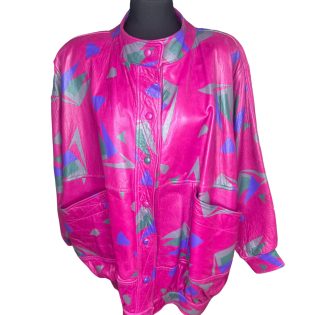 Mary Dzenutis Geometric Leather Jacket