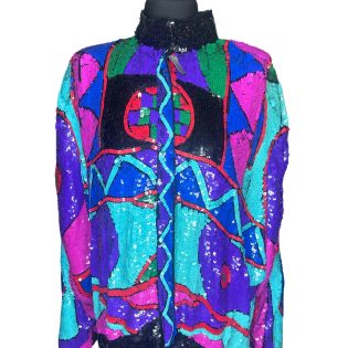 90s Vintage Sequin Bomber Jacket