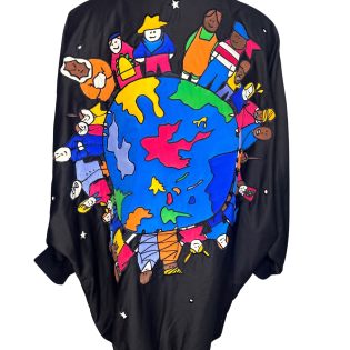 Vintage Silkscapes Jacket with World Design