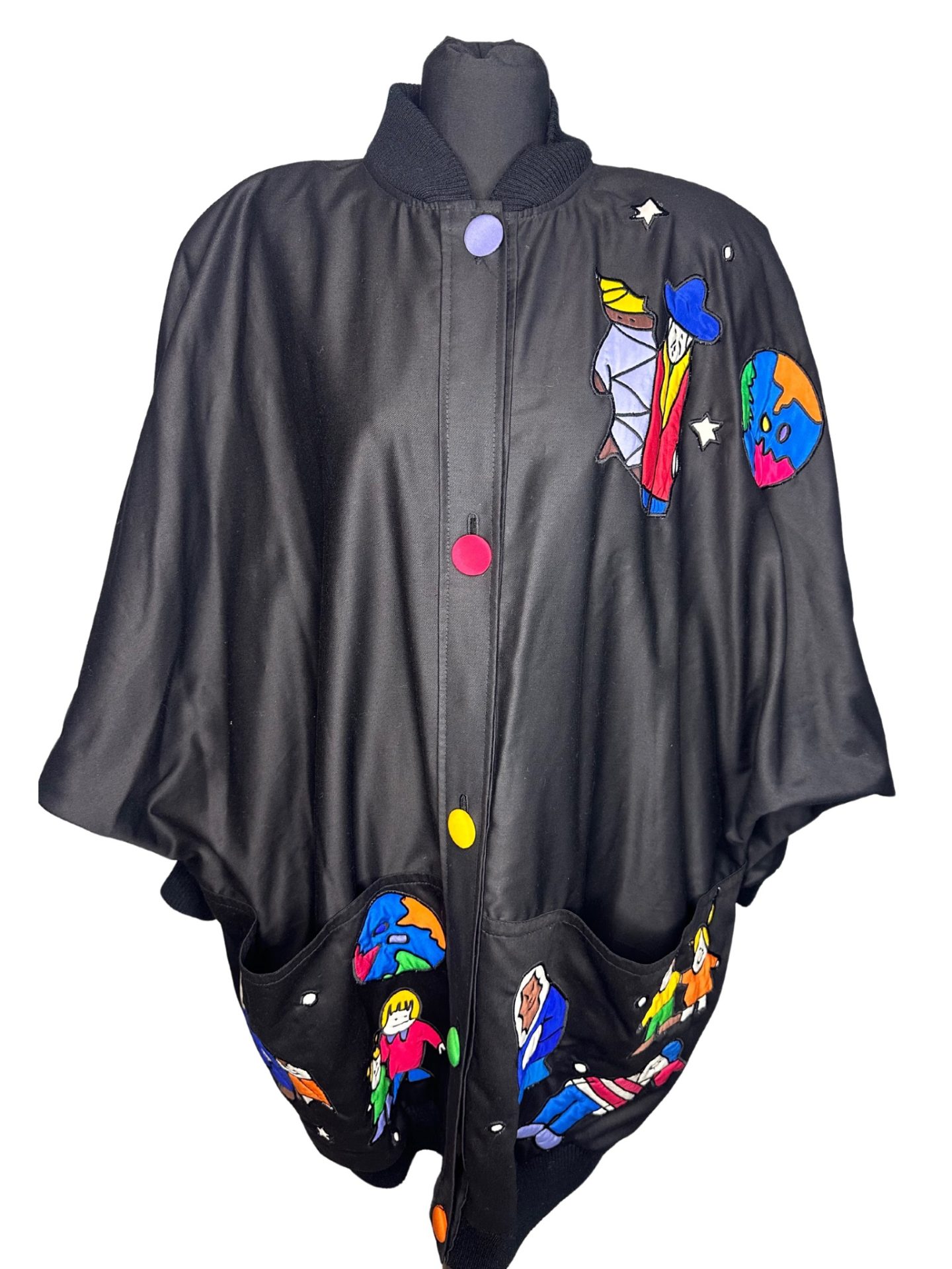 Vintage Silkscapes Jacket with World Design - Image 2
