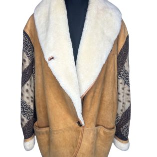 Daniela Drei Leopard Patchwork Suede and Faux Fur Coat