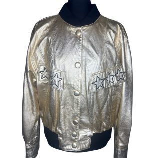 Gold Star Leather Bomber Jacket
