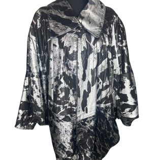 Black & Silver Leather Batwing Jacket