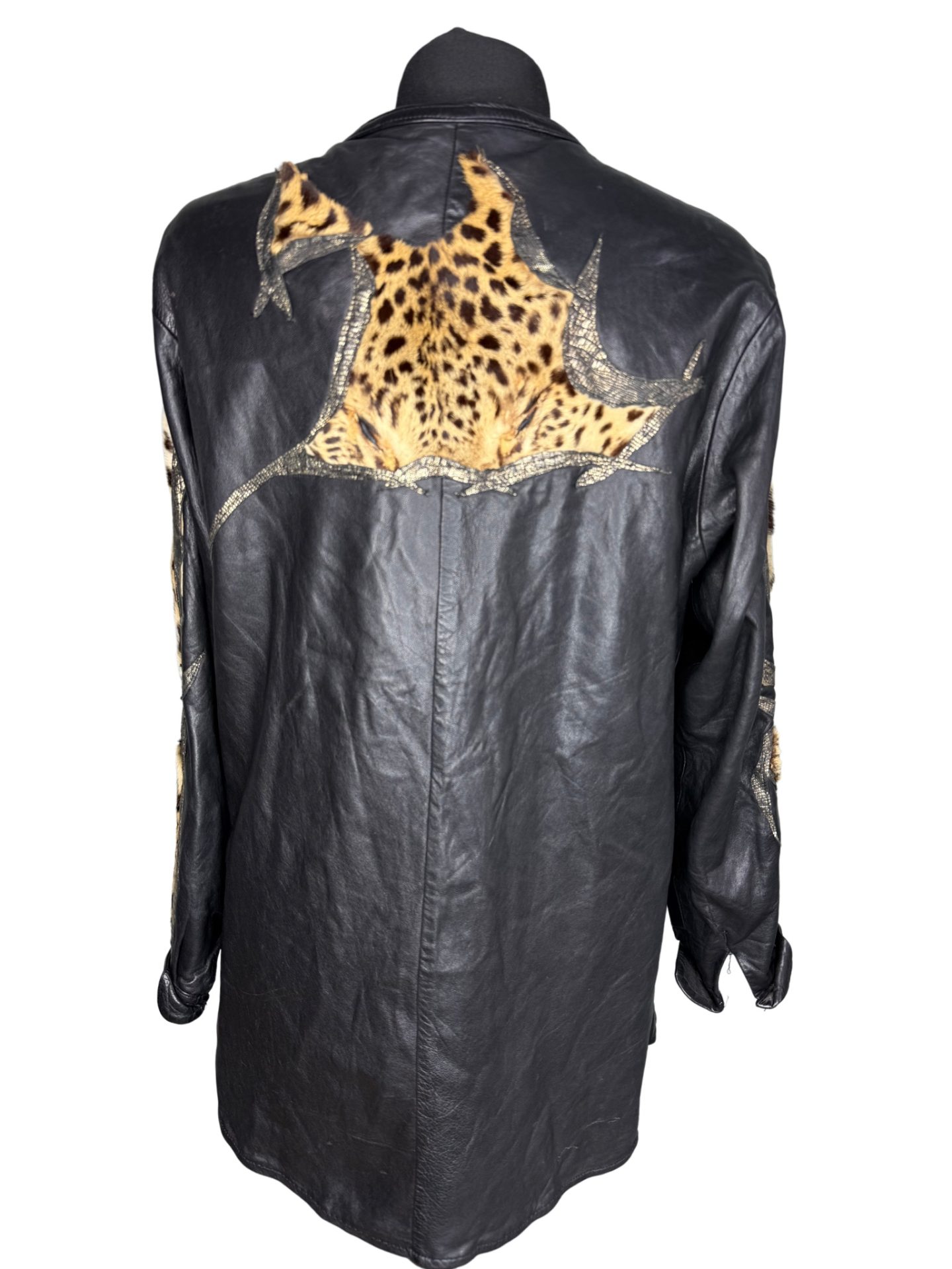 Leopard Fur & Leather Vintage Jacket - Image 3