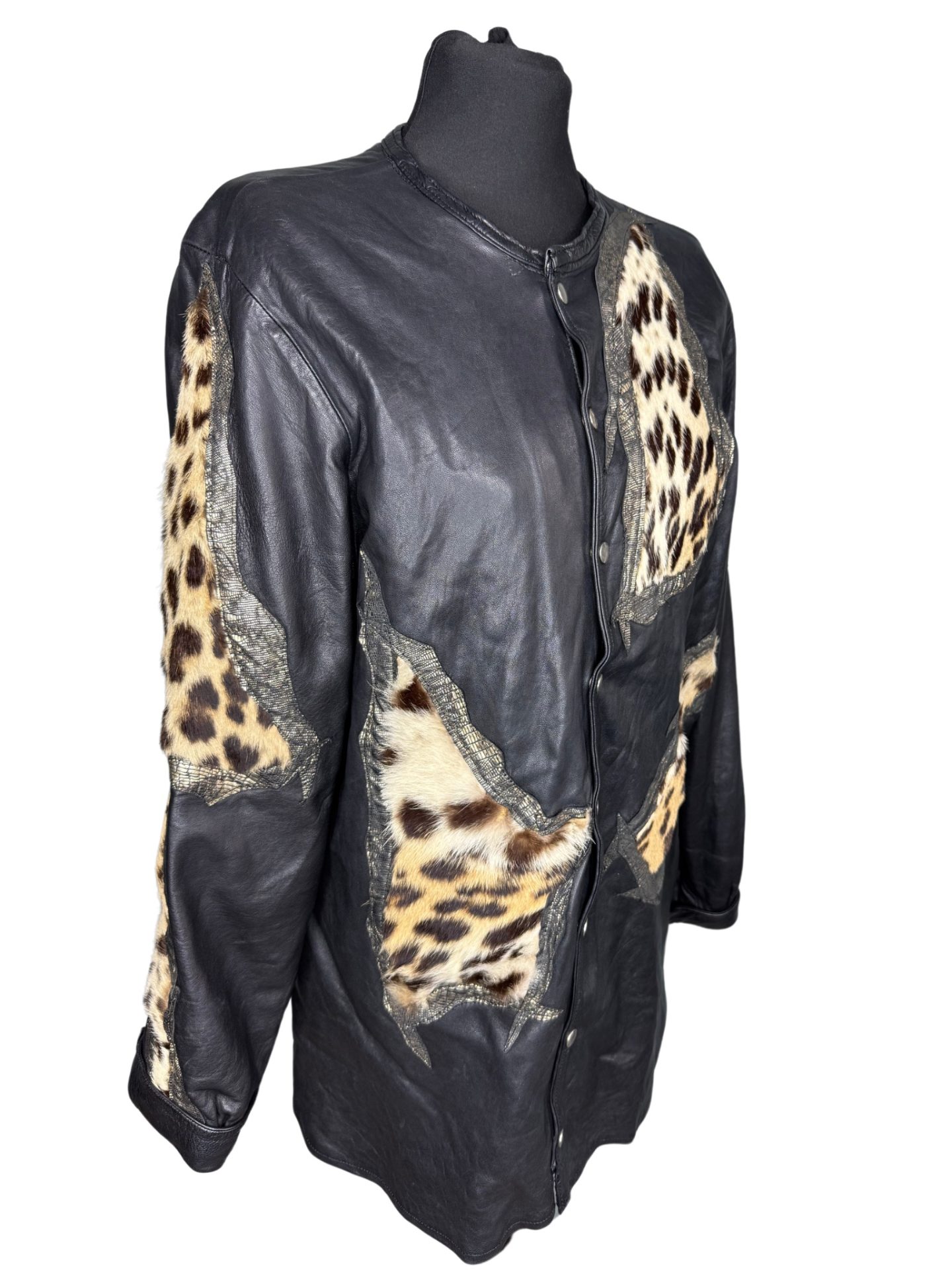 Leopard Fur & Leather Vintage Jacket - Image 2