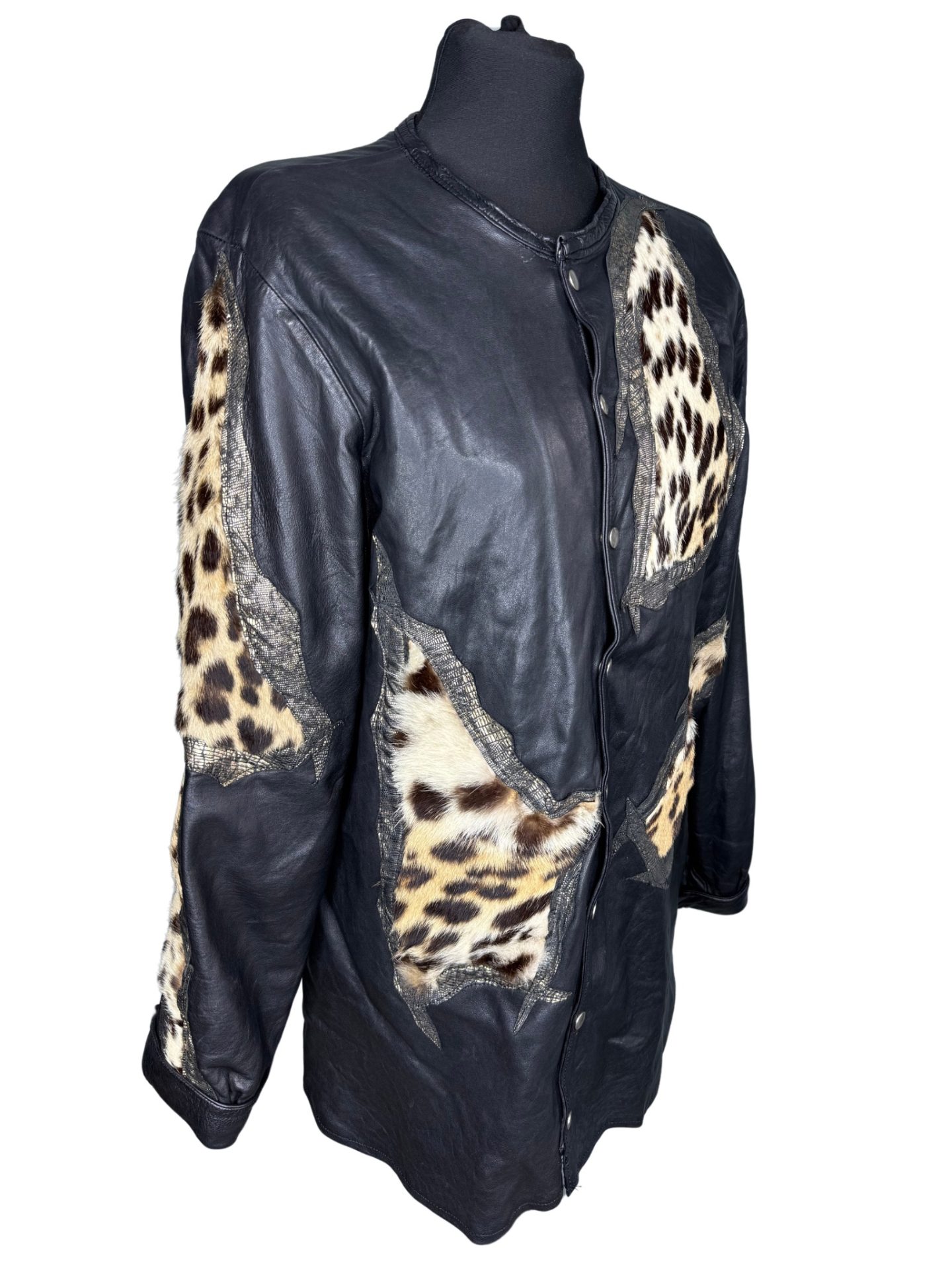 Leopard Fur & Leather Vintage Jacket - Image 4