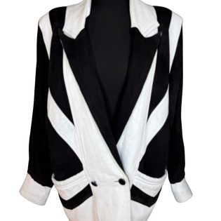 Monochrome Suede & Leather Blazer Jacket