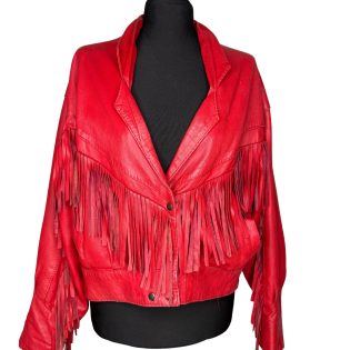 Red Western Fringed Leather Jacket