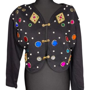 1990s Cropped Jewel Patchwork Jacket