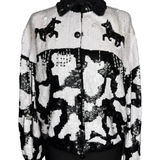 Modi Sequin Cow & Horse Print Fringed Jacket