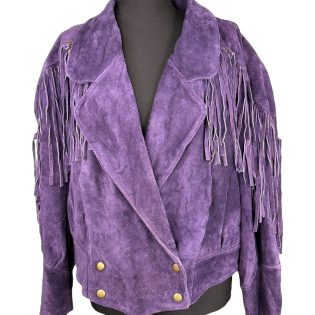 Purple Suede Leather Fringe Jacket