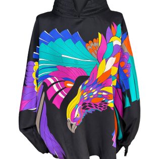High Neck Vibrant Abstract Phoenix Blouse
