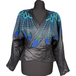 Jean Claude Jitrois Peacock Wrap Vintage Leather Jacket