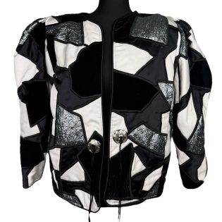 Frank Usher Monochrome & Metallic Patchwork Quilted Jacket